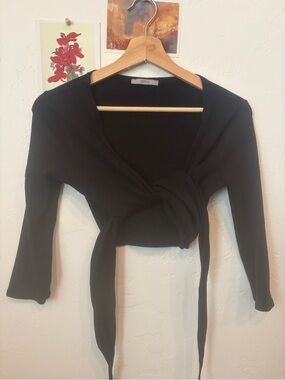 Black Wrap  Crop Top